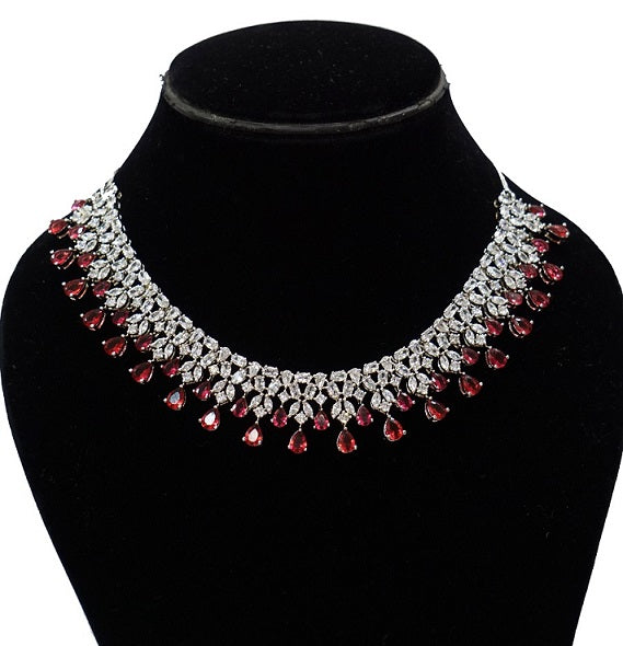 Alankar Red Diamond Necklace Set