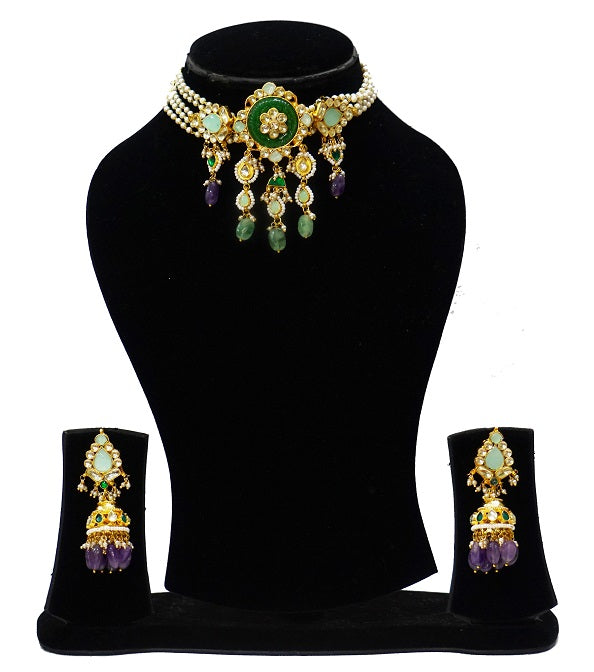 Alankar Green Kundan Necklace Set