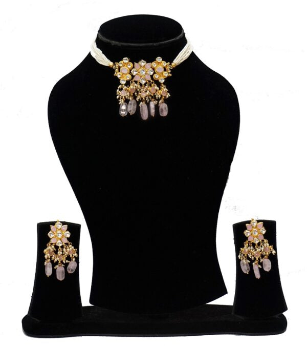 Alankar Pink Kundan Necklace Set