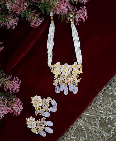 Alankar Pink Kundan Necklace Set