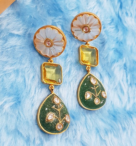 Pear Green Onyx Dangler Earring