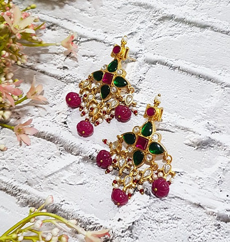 Pachi Leave Kundan Earring
