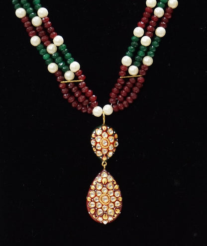 Red & Green Onyx Necklace Set