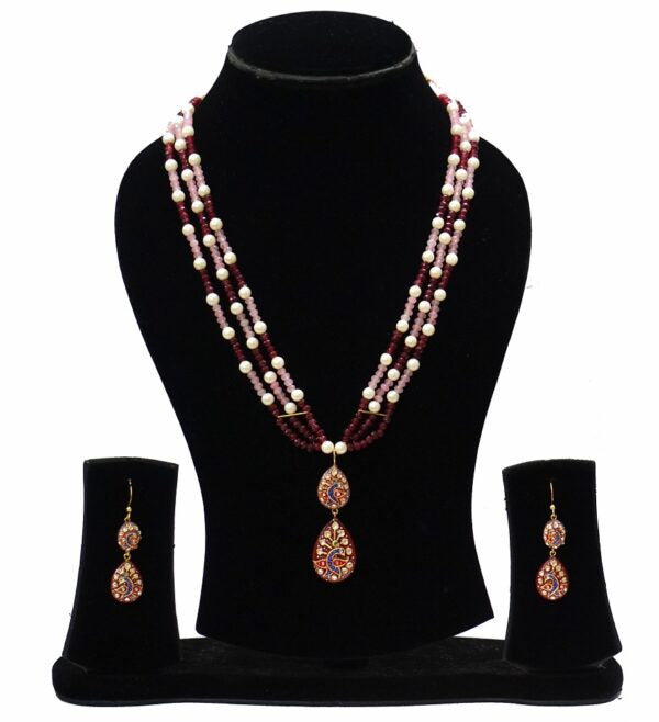 Rose Quartz & Red Onyx Necklace Set