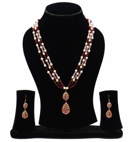 Rose Quartz & Red Onyx Necklace Set