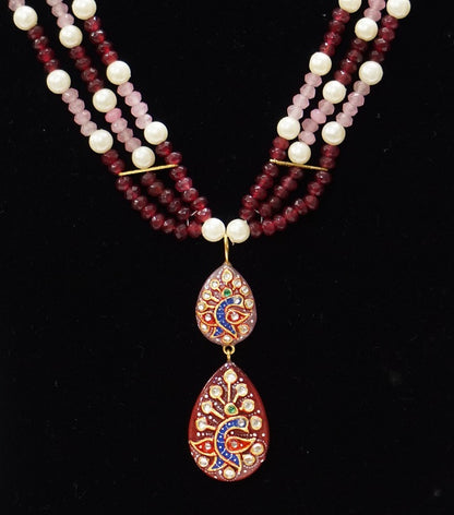 Rose Quartz & Red Onyx Necklace Set