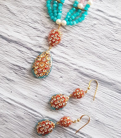 Aquamarine & Rose Quartz Necklace Set
