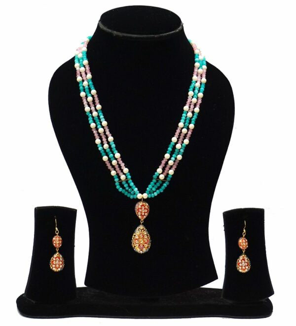 Aquamarine & Rose Quartz Necklace Set