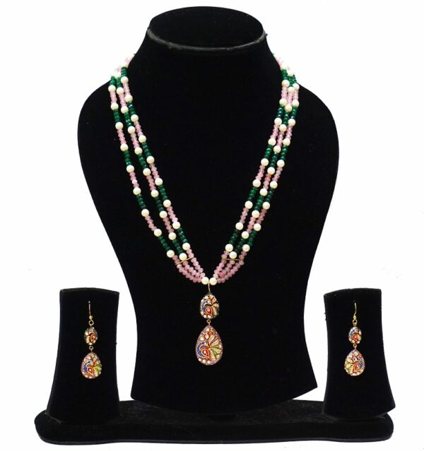 Rose Quartz & Green Onyx Necklace Set