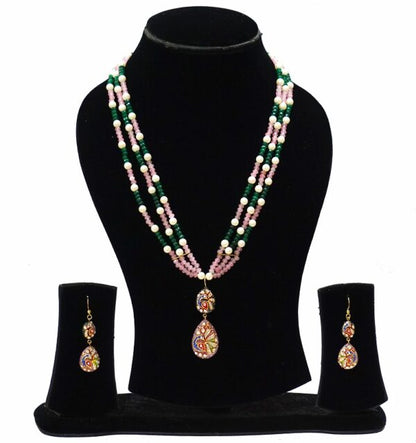 Rose Quartz & Green Onyx Necklace Set