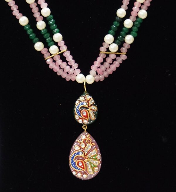 Rose Quartz & Green Onyx Necklace Set
