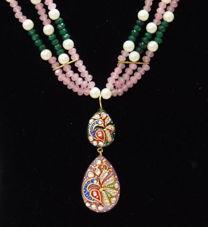 Rose Quartz & Green Onyx Necklace Set