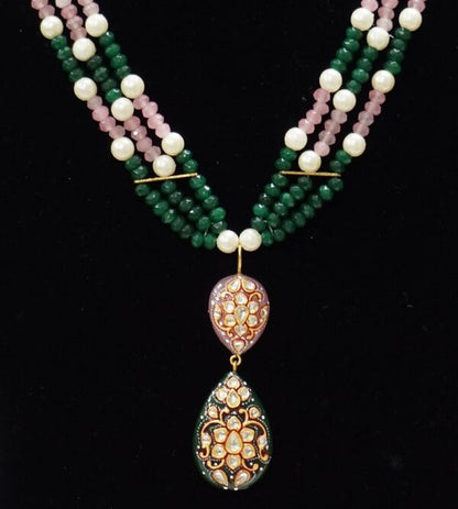 Green Onyx & Rose Quartz Necklace Set
