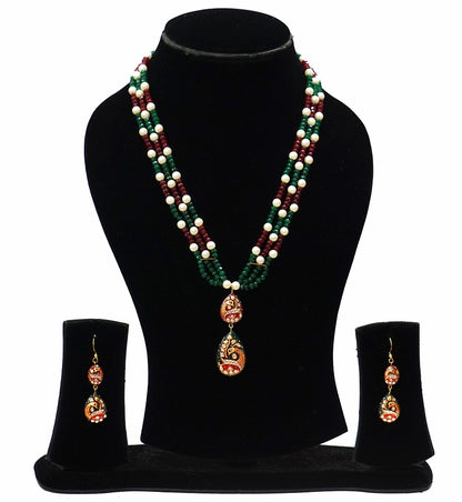 Green & Red Onyx Necklace Set