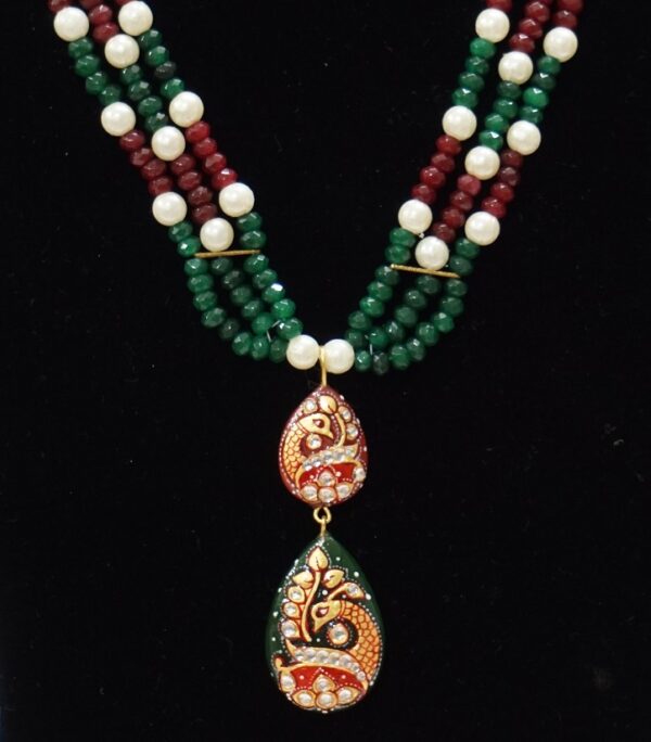 Green & Red Onyx Necklace Set