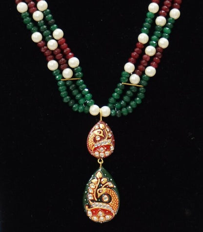 Green & Red Onyx Necklace Set