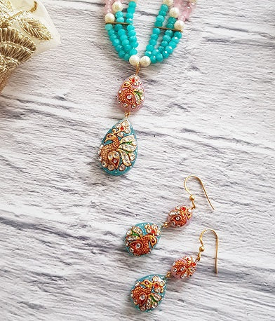 Rose Quartz & Aquamarine Necklace Set