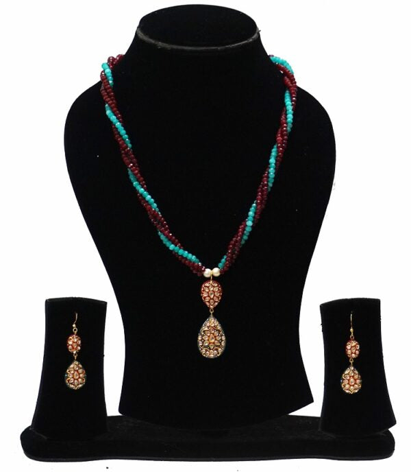 Aquamarine & Red Onyx Necklace Set