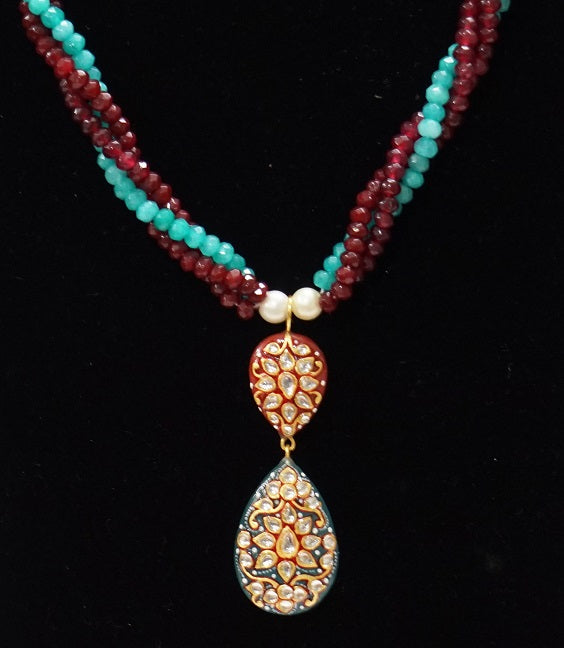Aquamarine & Red Onyx Necklace Set