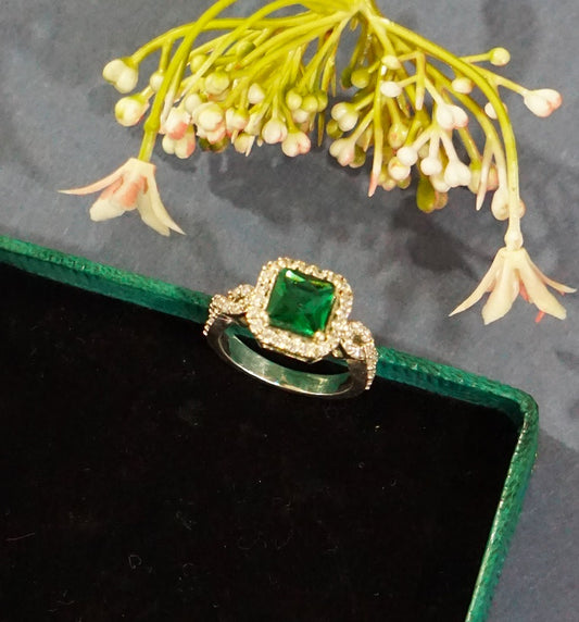 Green Mounted Cocktail Ring