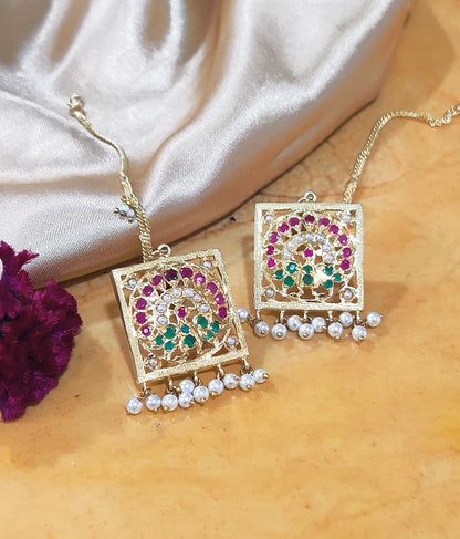 Aari Square White Studs