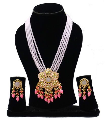 Alankar Pink Flower Long Necklace