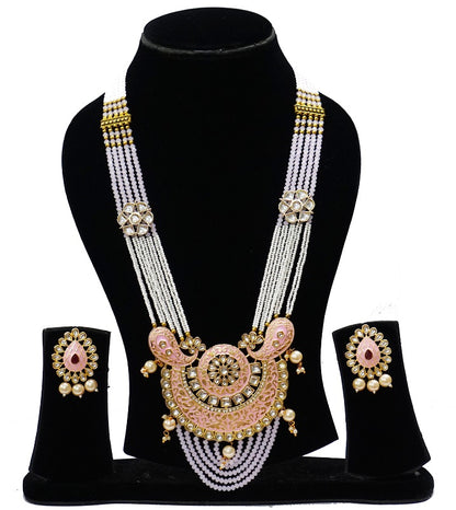 Alankar Pink Cresent Long Necklace