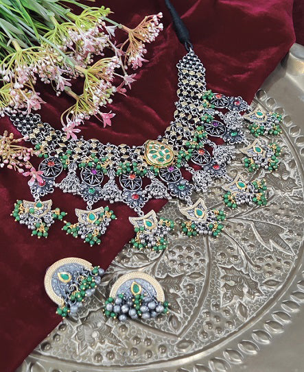 Alankar Tribal Princess Green Necklace Set