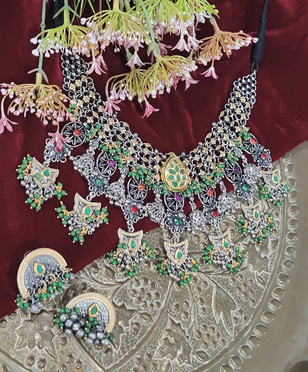 Alankar Tribal Princess Green Necklace Set