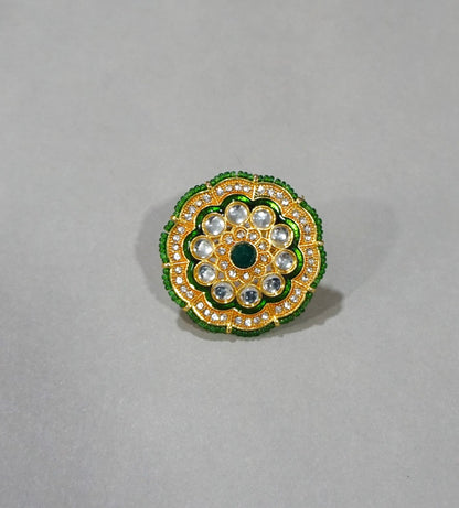 Alankar Green Kundan Ring