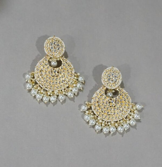Alankar White Kundan Chandbali