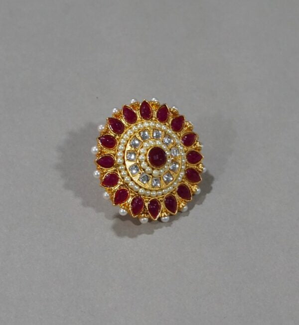 Alankar Red Kundan Ring