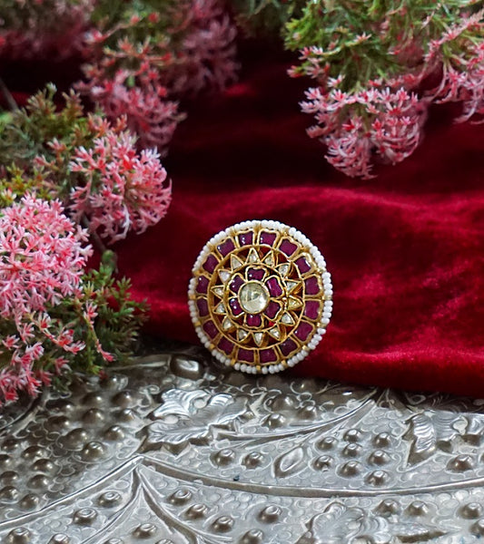 White Pink Round Ring
