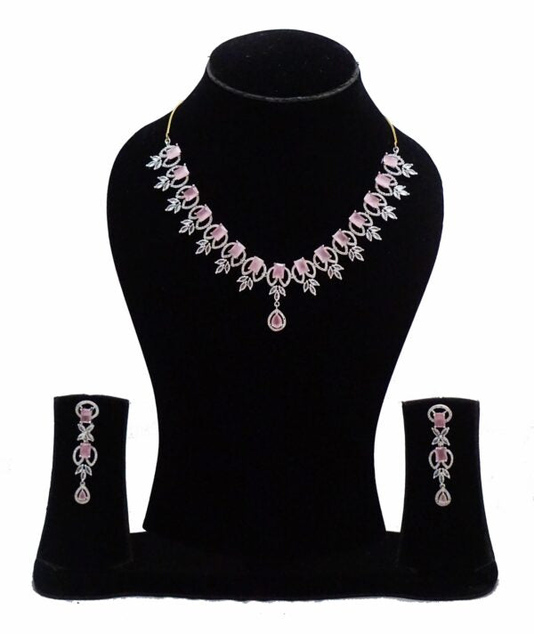 Alankar Rose Quartz Diamond Necklace Set