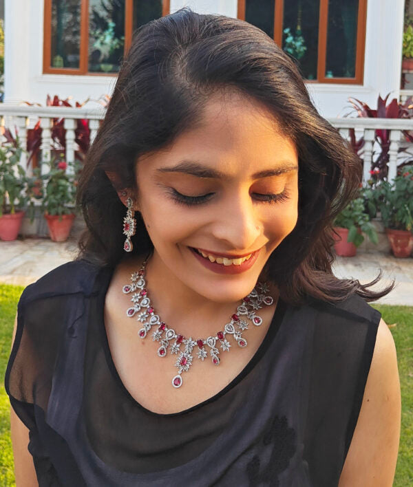 Alankar Ruby Diamond Necklace Set