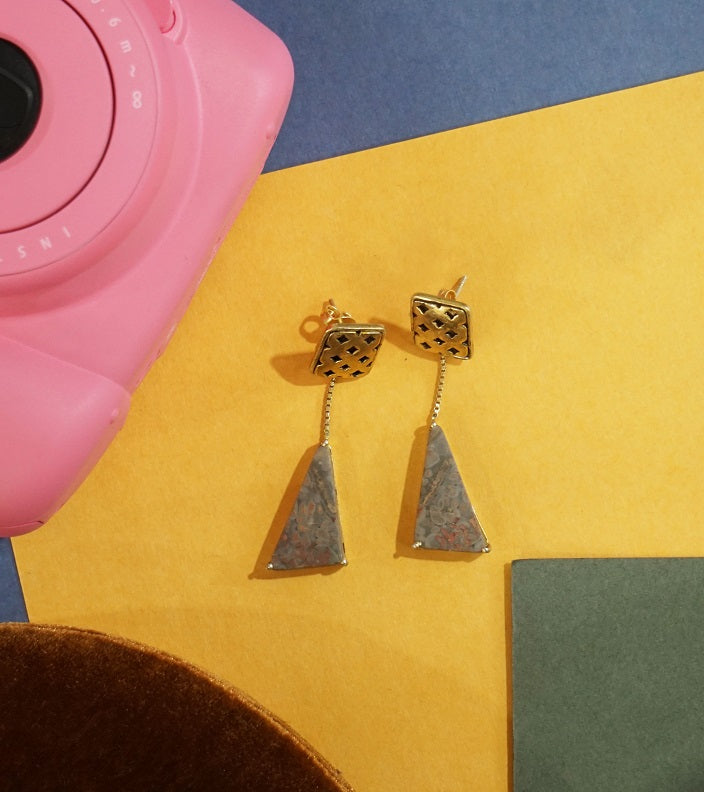 Unakite Triangle Earrings