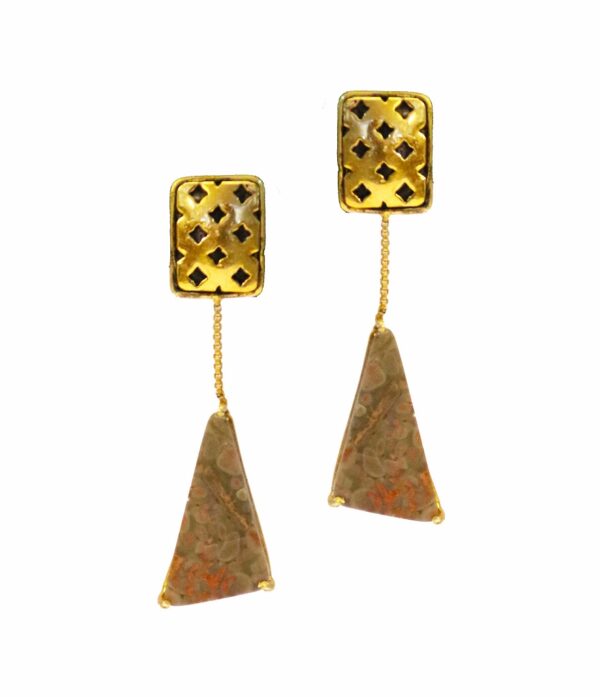 Unakite Triangle Earrings