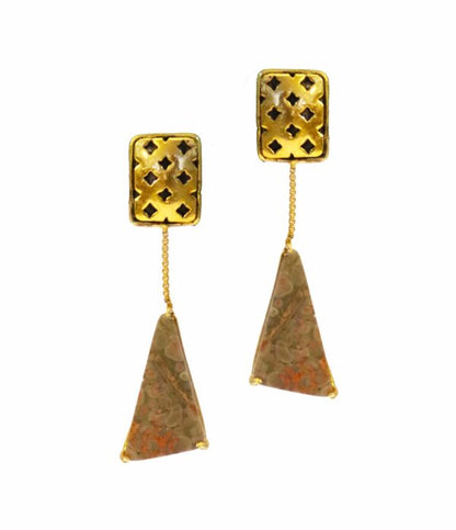 Unakite Triangle Earrings