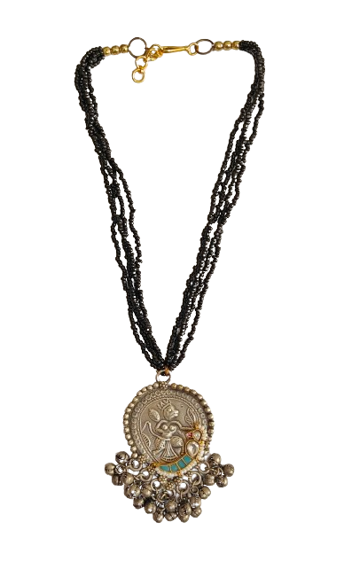 Alankar Oxidized Black Bead Necklace