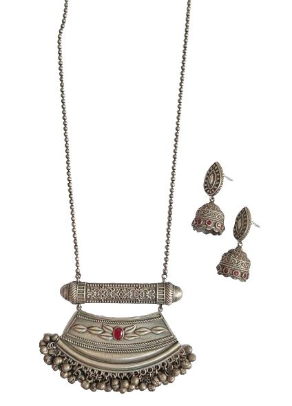 Alankar Long Tribal Necklace Jhumka Set