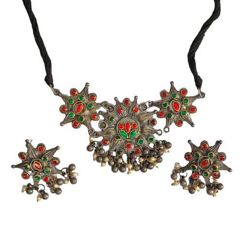 Alankar Floral Oxidized Chokar Set