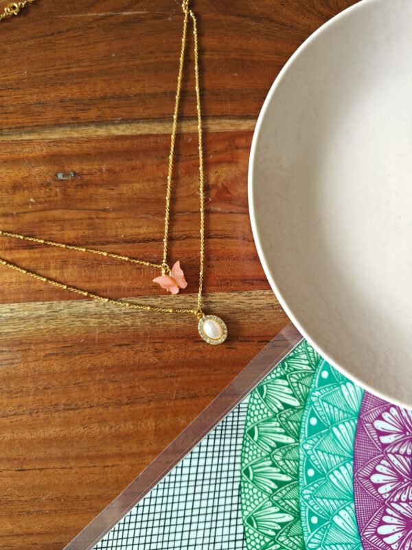 Alankar Chain Pink Butterfly Pendant
