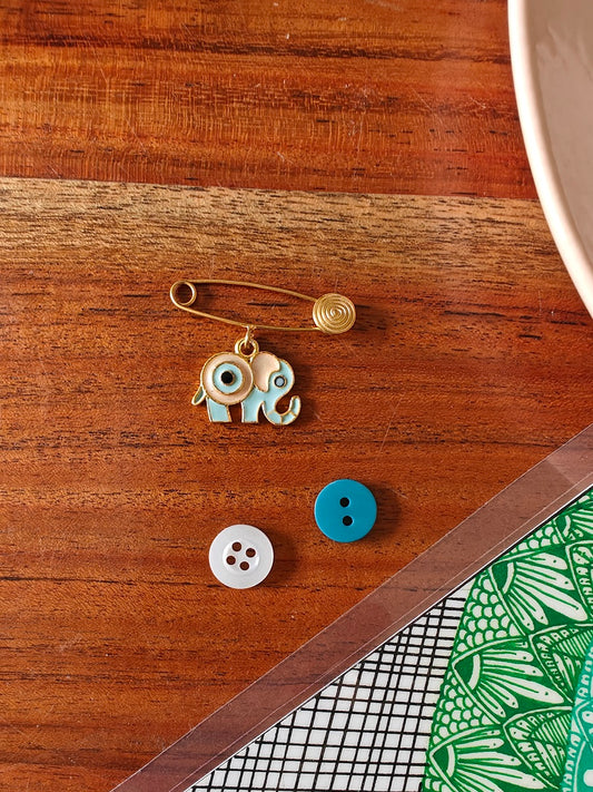 White Elephant Kids Brooch Pin