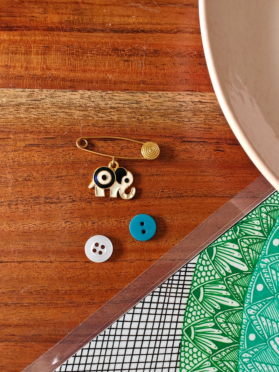 Black Elephant Kids Brooch Pin