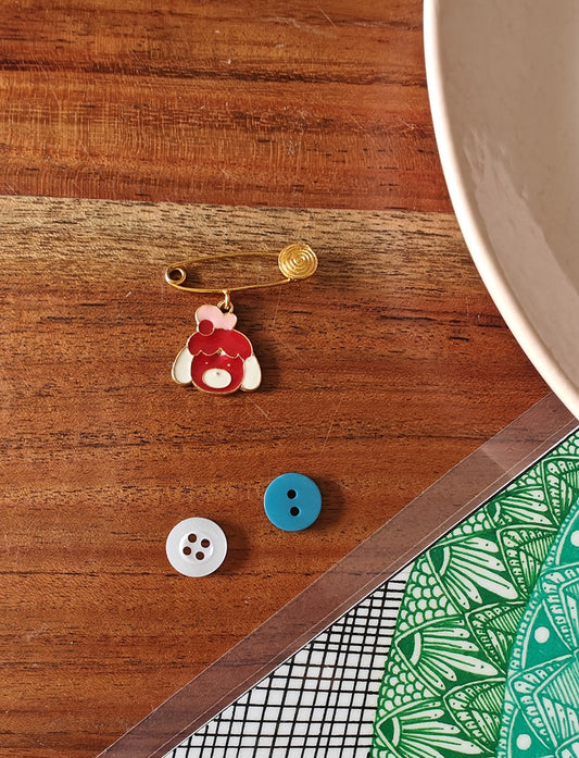 Red Enamel Kids Brooch Pin