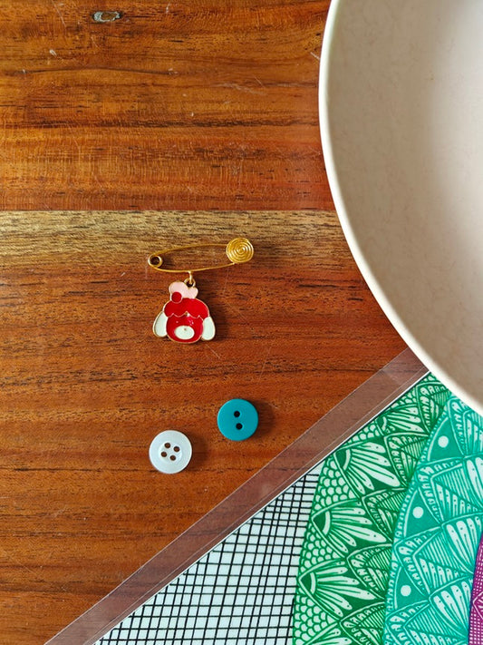 Red Enamel Kids Brooch Pin