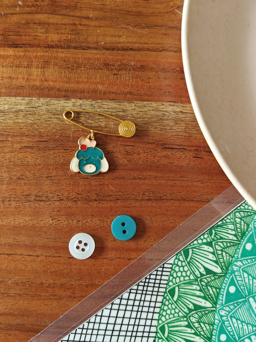 Blue Enamel Kids Brooch Pin