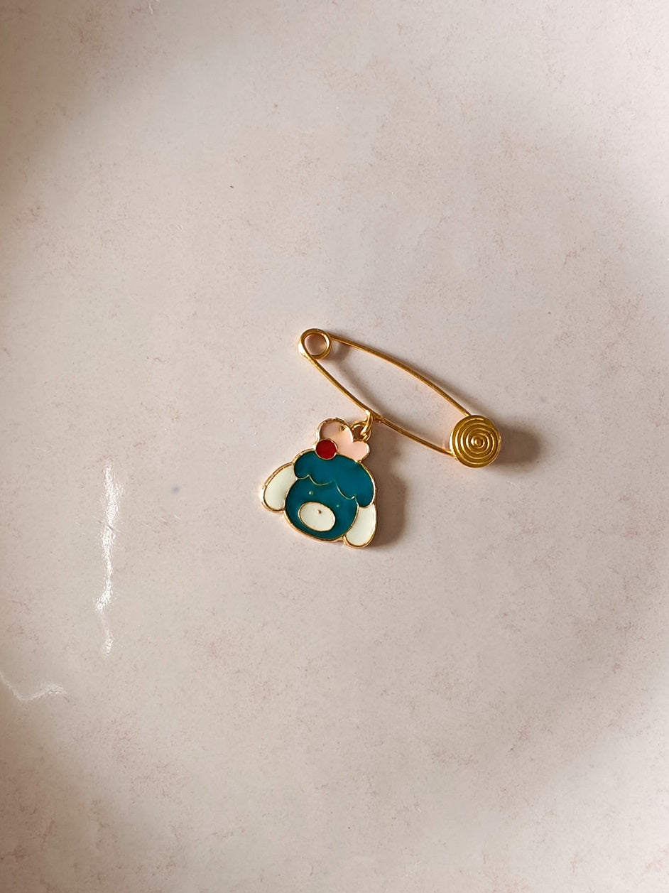 Blue Enamel Kids Brooch Pin