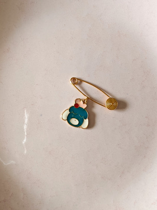 Blue Enamel Kids Brooch Pin