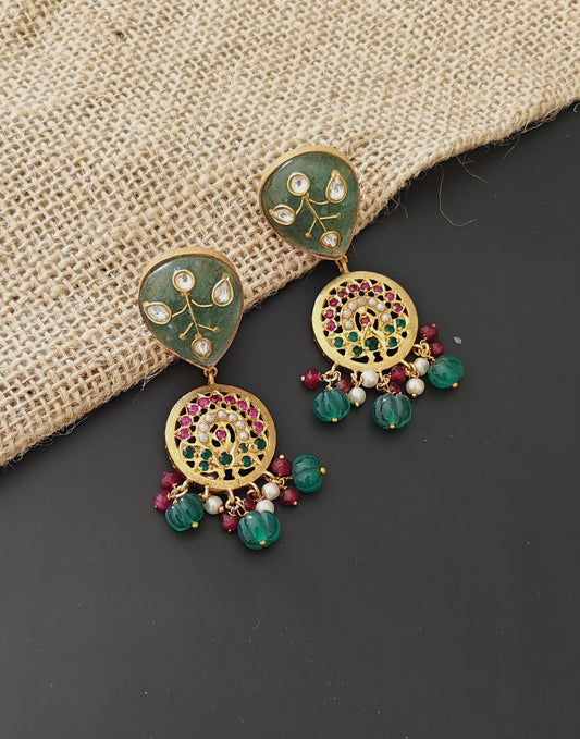 Inlay Aari Drop Earrings